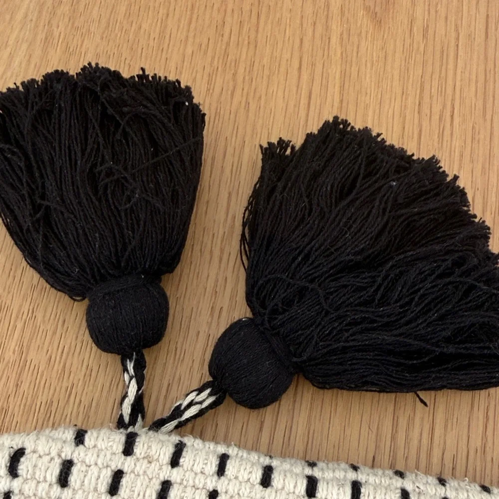Zara Black and Cream over sized Clutch with Tassels
